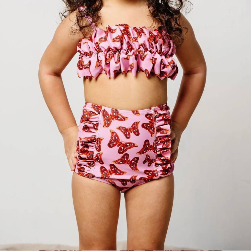 💞HP💞 3 pc Pink Butterfly Ruffle Swimsuit